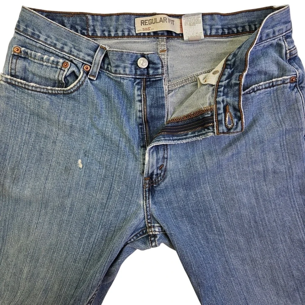 Levis 505 Regular Fit Mens Blue Jeans Medium Wash Straight Leg W36 L30 Cotton